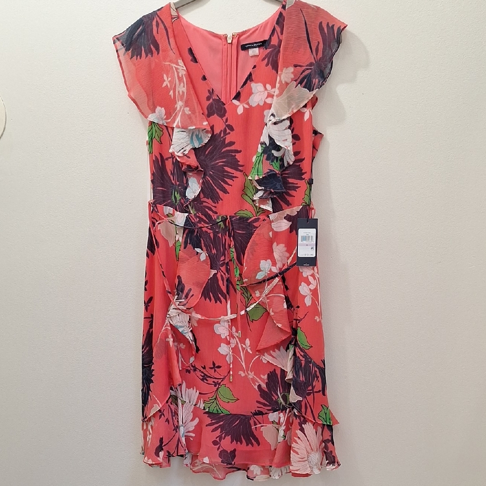 Tommy Hilfiger Coral and Navy Dress Size 6